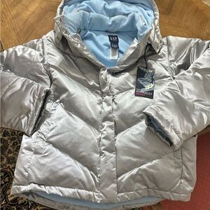 GAP Kids XXL Silver Puffer Down Hooded Jacket